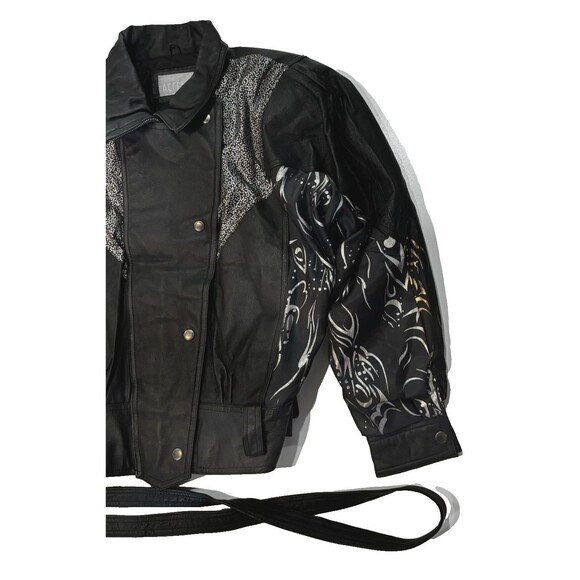 Women’s Genuine Leather Belted Jacket/Motorcycle Classic Black Size M - Picture 3 of 16